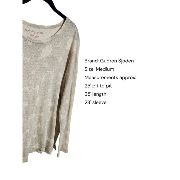 Gudrun Sjoden Medium Beige Floral Pattern Long Sleeve Top Sweater - Picture 2 of 7